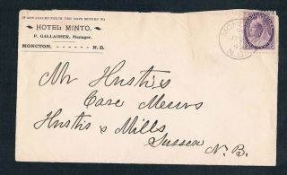 The Hotel Minto In Moncton Brunswick 1899 With Two Cent Queen Victoria Stamp photo