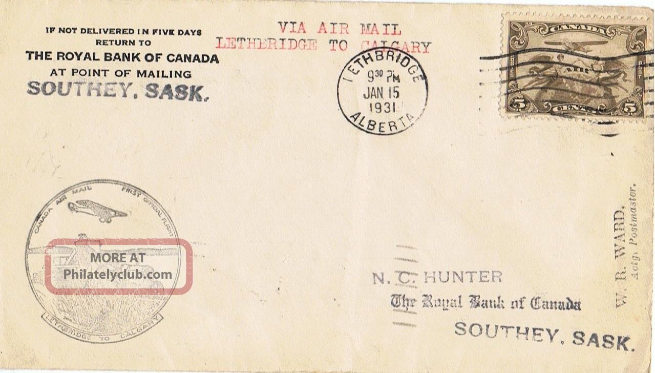 Canada - 1931 - First Flight Cover - Lethbridge To Calgary - Sg274 - Cv £ 5.  00 Stamps photo