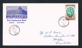 1962 Fort Cumberland Hotel Of Amherst Nova Scotia Cover With Stamp photo