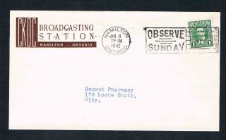 1942 Wartime Cover For Ckoc Broadcasting Station In Hamilton Ontario photo