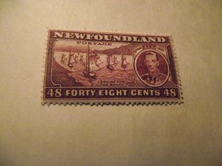 Newfoundland Stamp Scott 243 A136 Fishing Fleet 48c Dark Violet 1937 photo