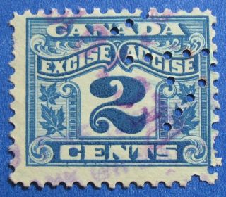 1915 2c Canada Excise Tax Revenue Vd Fx36 B 36 Perfin Cs15229 photo