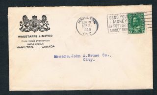 1923 Cover From Wagstaffe Limited Pure Fruit Preservers Hamilton Ontario photo