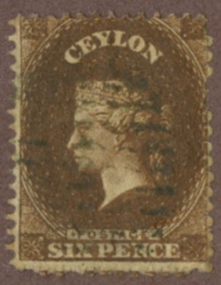 Ceylon Sc 41 6p Brown Qv Engraved Perf13 photo