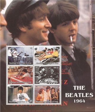 Congo - 2004 The Beatles 1964 - 6 Stamp Deluxe Sheet - 3a - 416 photo