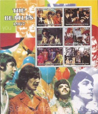 Congo - 2004 The Beatles 1967 - 6 Stamp Deluxe Sheet - 3a - 419 photo