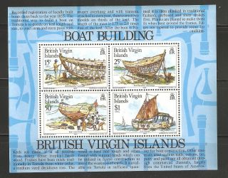 British Virgin Islands 1983 Sc 450 - 453a Boat Building Souvenir Vf photo