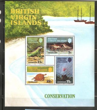 British Virgin Islands 1979 Sc 346 - 349a Conservation Souvenir Sht Vf photo