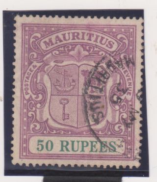 Kgv Mauritius 1922 50r Sg 222 Vf,  Cat £2500 - With Cert.  Very Rare photo