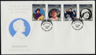 Bahamas 580 - 3 Fdc Queen Mother,  Royalty photo