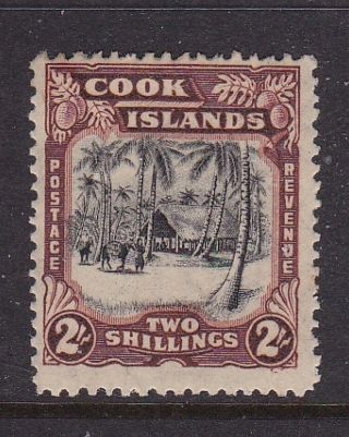 Cook Islands 1938 - 40 2 Shillings Brown Pictorial Definitive Mlh photo
