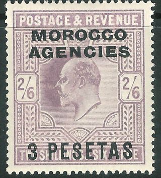 Morocco Agencies 1907 Pale - Dull - Purple 3p On 2/6d Sg121 photo