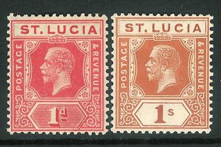 St Lucia 1921 Rose - Carmine 1d Orange - Brown 1/ - Sg92/103 photo
