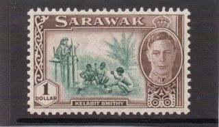 Sarawack G V1 1950 $1 Green&chocolate Sg 183 Nhm photo