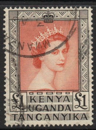 Kenya,  Uganda & Tanganikya Sg180 1954 £1 Red & Black Fine photo