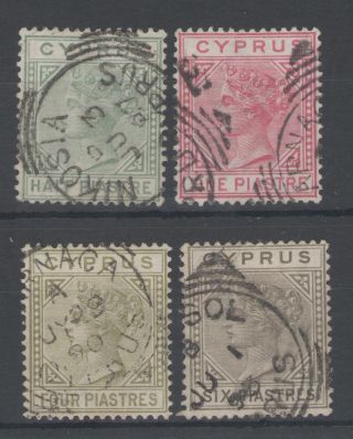 Cyprus Bet Sg16a & 21 Fine Qv Selection Of 4 Cat £58.  75 photo