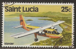 1980 - 84 St Lucia: Scott 508 - Transport - Islander Air Plane (25 Cent) - photo
