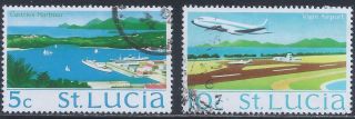 1970 - 75 St Lucia: Scott 264,  266 (2) - Tourist Attractions (5 & 10 Cent) - photo