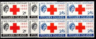 Pitcairn Islands Sg34/5 1963 Red Cross Blk Of 4 photo