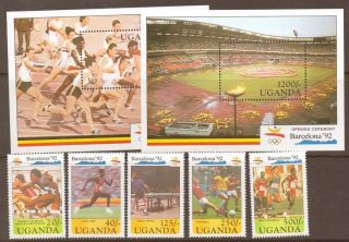 Uganda Sg918/23 1992 Olympic Games 2 Sheet+set photo