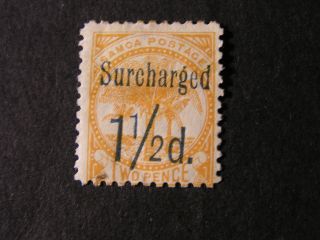 Samoa,  Scott 24.  11/2p.  Surcharge On 2p.  Value Orange 1895 Palms Issue Mh photo