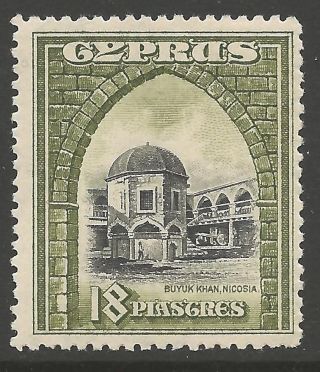 Cyprus Sg142 1934 18pi Black & Olive - Green Mtd photo