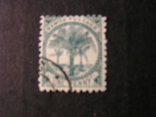 Samoa,  Scott 11f.  1p.  Value Bluish Green 1897 Palms Issue photo