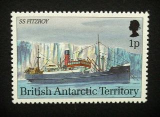 British Antarctic Territory Qeii 1p Stamp C1993 Ss Fitzroy,  Ship,  Um,  A908 photo