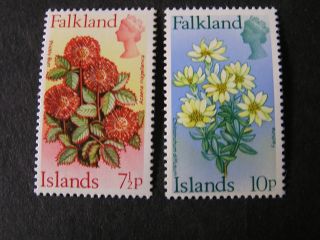 Falkland Is.  Scott 219/220 (2).  71/2p Value 1972 Flowers With Currency photo