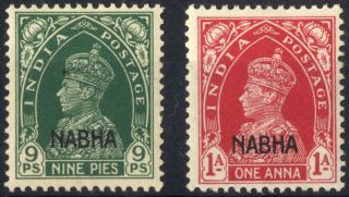 Nabha - Sg 79 - 80 - 1938 - Definitive Values - Mounted Mint/mint Hinged photo