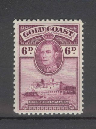 Gold Coast Kgvi 1938 6d Purple Sg126 Line Perf 12,  Slight Gum Fold photo