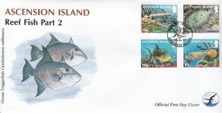 Ascension Island 2012 Fdc Reef Fish Part 2 4v Cover Trumpetfish Peacock Flounder photo
