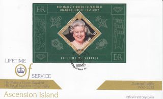 Ascension Island 2012 Fdc Diamond Jubilee 1v Sheet Cover Hm Queen Elizabeth Ii photo