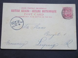 Qv British Guiana Stationery 1895 2c Postcard Georgetown B.  Guiana To Germany photo