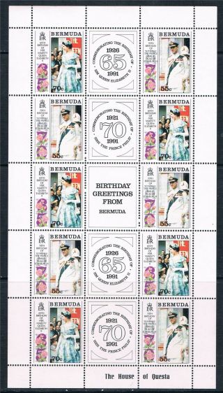 Bermuda 1991 Royal Birthdays Complete Sheet Sg634/5 photo