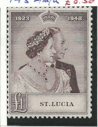 St Lucia - 1948 - Silver Wedding - Sg145 - Cv £ 17.  00 - Mounted photo