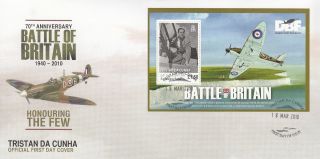 Tristan Da Cunha 2010 Fdc Battle Of Britain 1v Sheet Cover Douglas Bader photo