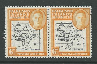 1946 Falkland Is Deps Sg G6 6d Map With ' Dot Over ' A ' In East Error ' - photo