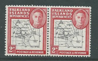 1946 Falkland Is Deps Sg G3 2d Map Pair With Multiple Errors - photo