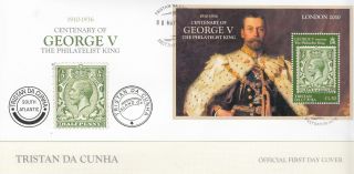 Tristan Da Cunha 2010 Fdc Cent George V Philatelist King 1v Sheet Cover London photo