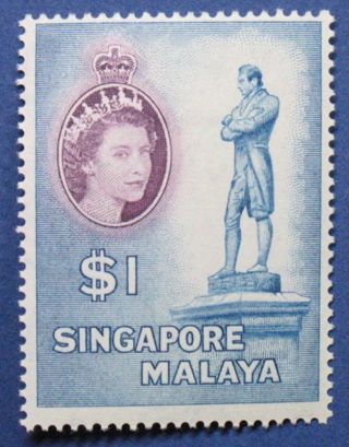 1955 Singapore $1.  00 Scott 40 S.  G.  50 Cs00664 photo