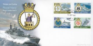Tristan Da Cunha 2012 Fdc Royal Navy Ships Crests Part Ii 4v Cover Hms Portland photo