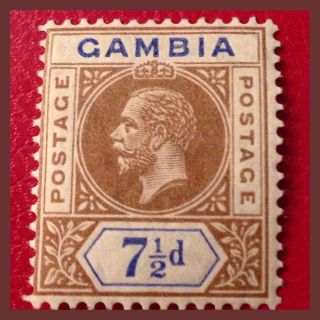 Gambia 1910 - 36 : 7.  5d King George V Brown & Blue Mounted As Per Scans photo