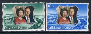 Falkland Is 1972 Silver Wedding Sg 289 - 90 photo