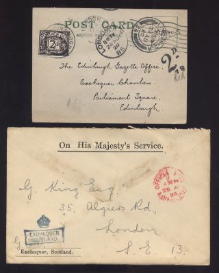 Postage Due Gb 1920 2d Ohms Official Scotland Exchequer photo