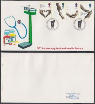 1998 50th Anniv.  National Health Service Scarce Stamp Searchers Fdc; Canterbury photo
