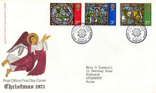 13 October 1971 Christmas Post Office First Day Cover Bureau Shs (a) photo