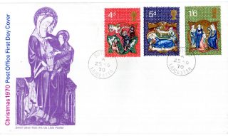 25 November 1970 Christmas Post Office First Day Cover Rothley Cds photo