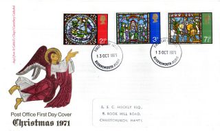 13 October 1971 Christmas Post Office First Day Cover Bournemouth Fdi photo