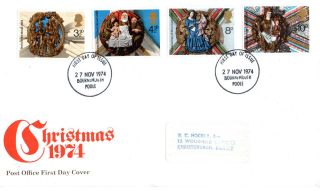 27 November 1974 Christmas Post Office First Day Cover Bournemouth Fdi photo